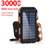 30000mAh With Compass Solar Power Bank Large Capacity Solar Panel Portable Outdoor Travel LED Light Fast Charge Charger 2020 New